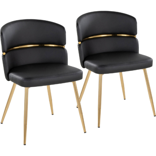 Cinch Dining Chair in Gold & Black Leatherette (Set of 2)